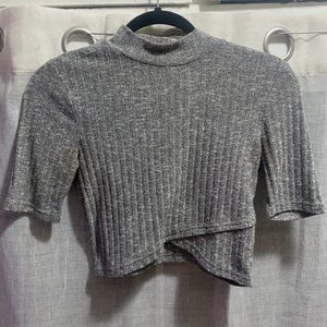 Heather Grey Mock Neck Crop